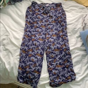 Tiger Print Flowy Front Tie Cropped Pants